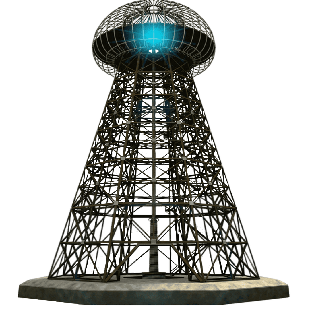 Башня Тесла вырабатывающая из купола молнию