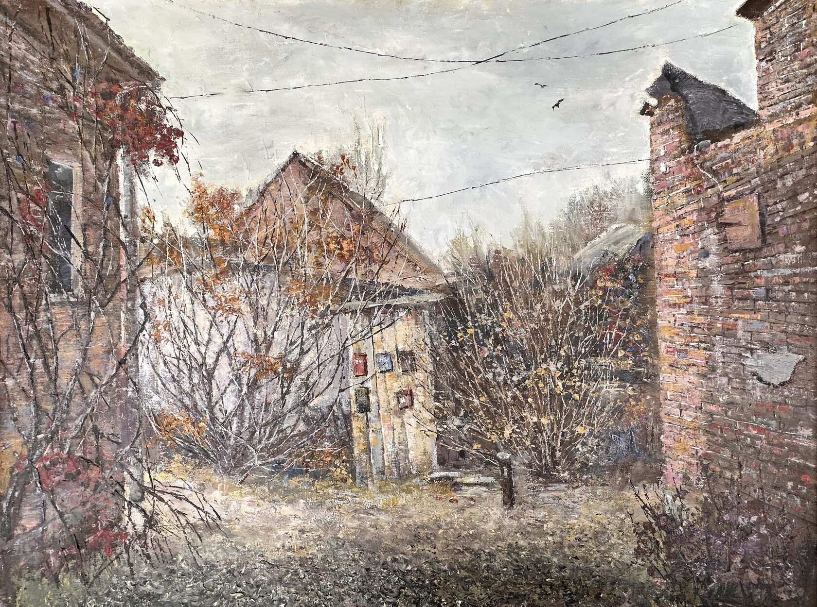 Художница в своих работах исследует и показывает любовь и уважение ко всему живому — к каждому дереву, каждому цветку и листу. Пейзажи — композиционно глубоки, цветовая гамма мягкая, расслабленная. Словно превкушая первую грозу, работы одновременно создают впечатление покоя и легкой радости.