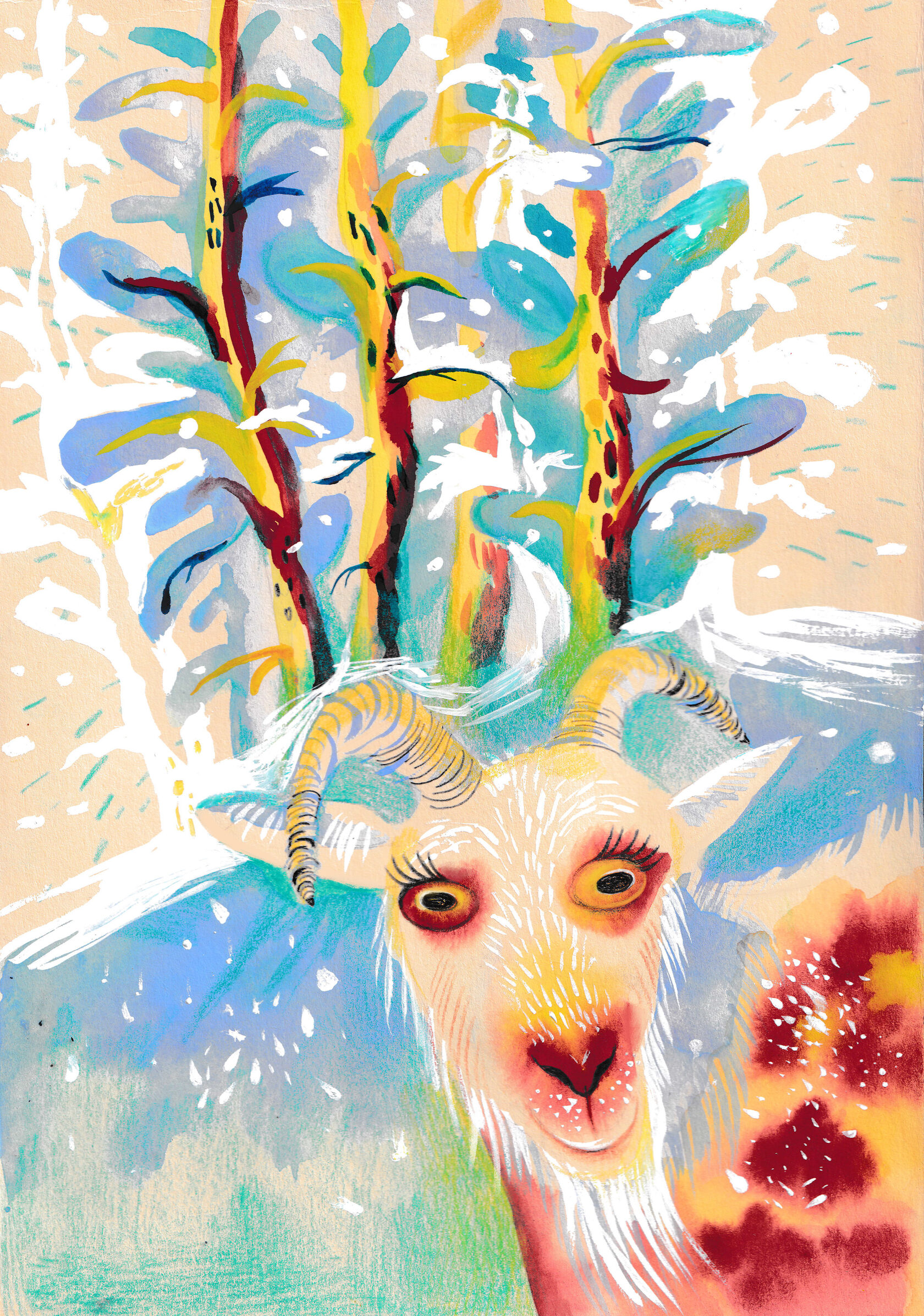 winter goat illustration Lizaveta Valantsevich