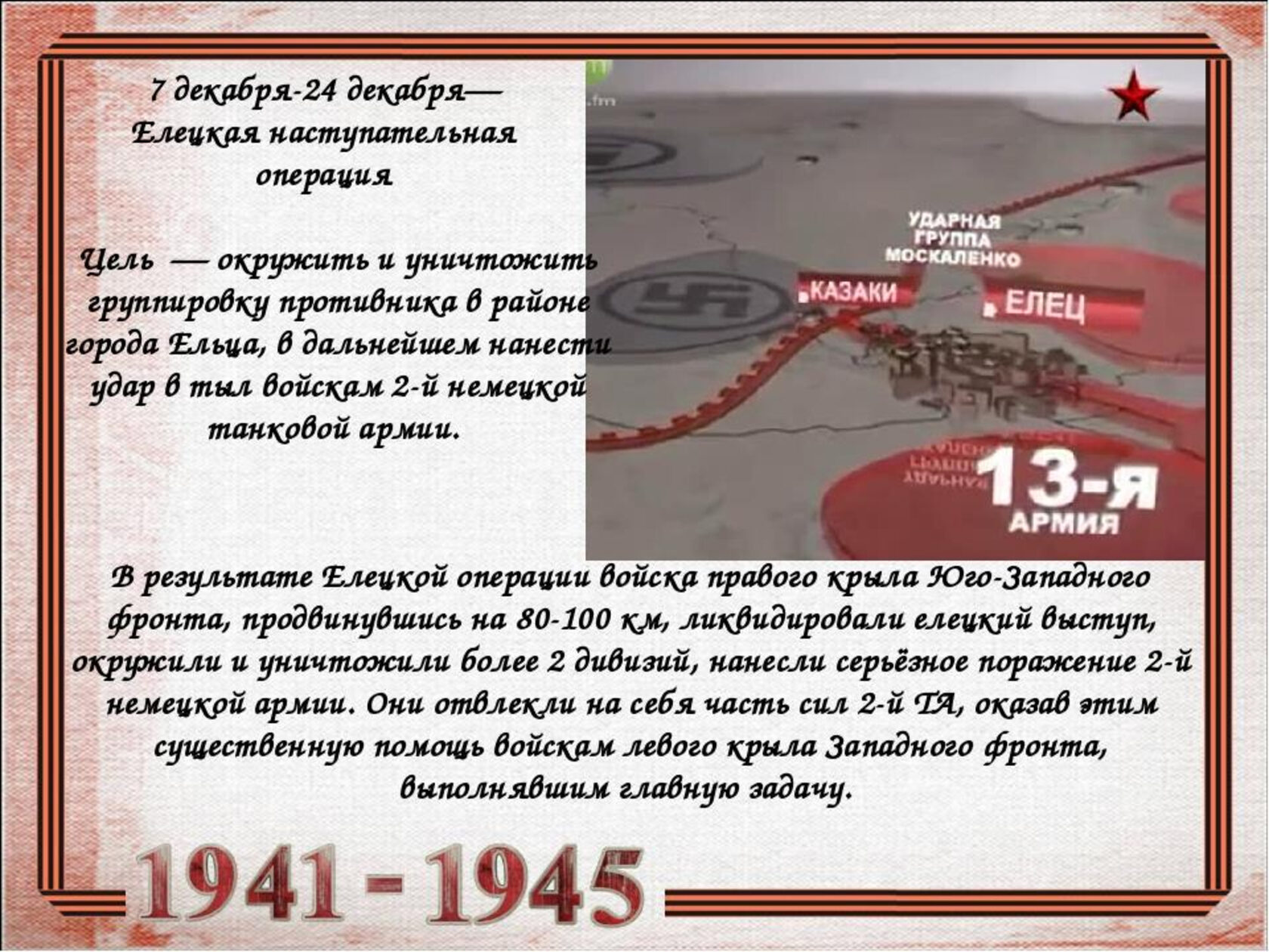 Елецкая наступательная операция 1941 карта