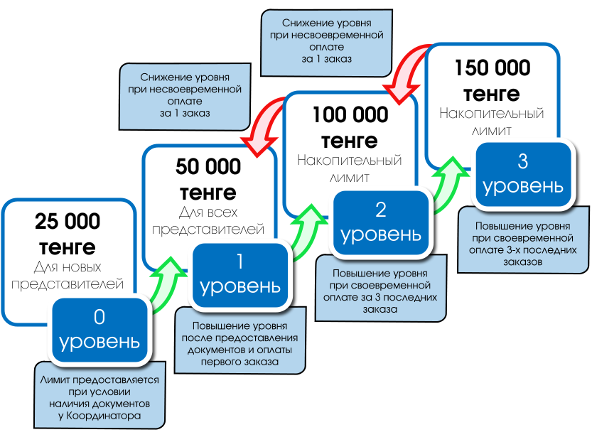 Уровень представителя. Лимит на заказ.