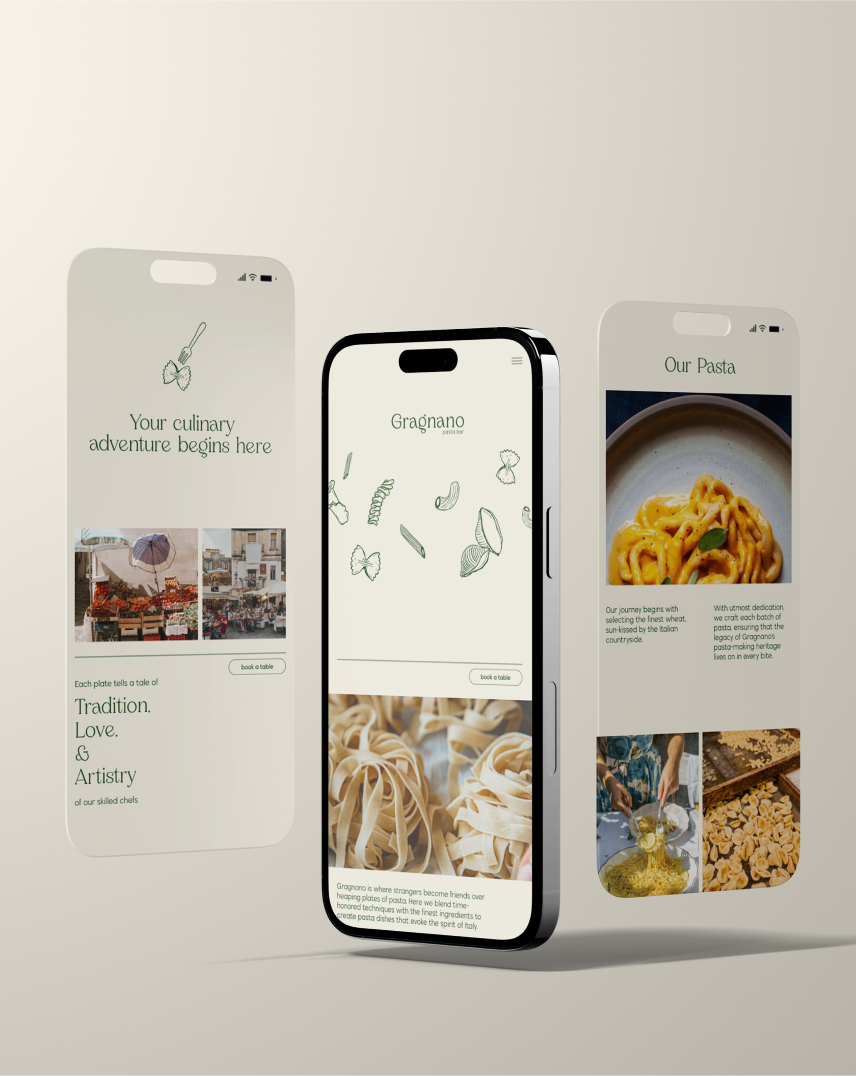 Restaurant website design mobile mock up