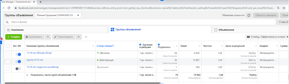 результаты рекламы вебинар