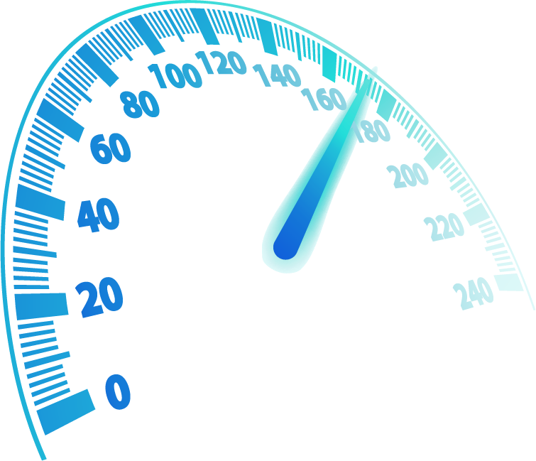 спидометр автомобиля голубого цвета со стрелкой