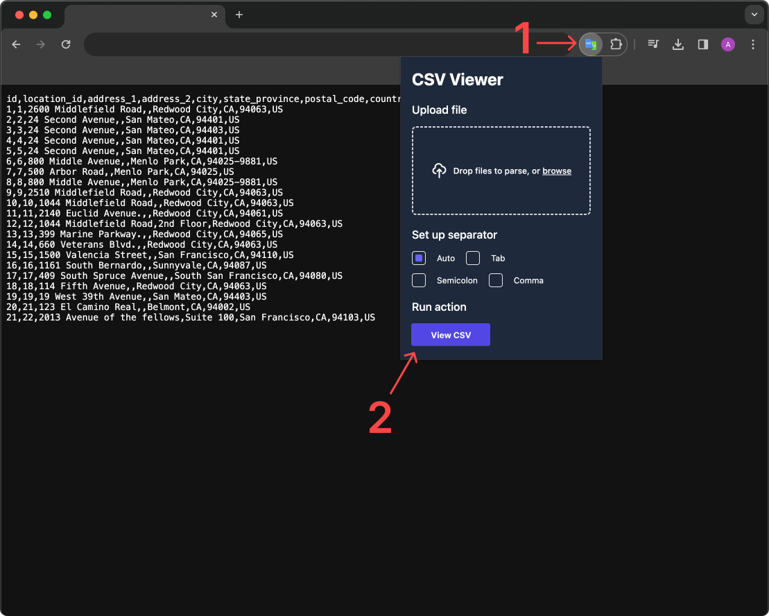 Csv viewer