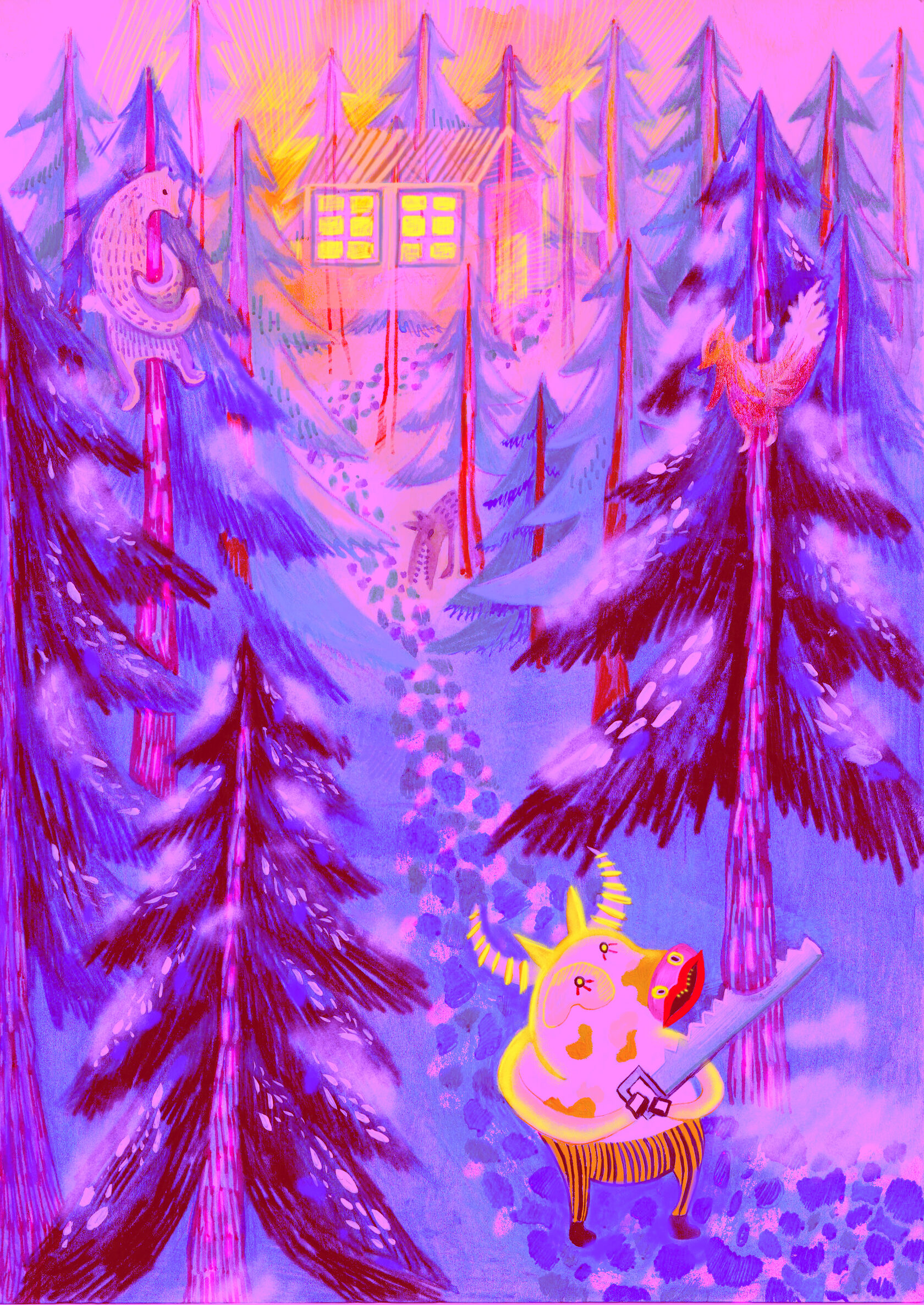 winter forest illustration Lizaveta Valantsevich