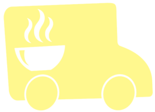 Логотип доставки обедов, машинка с тарелкой