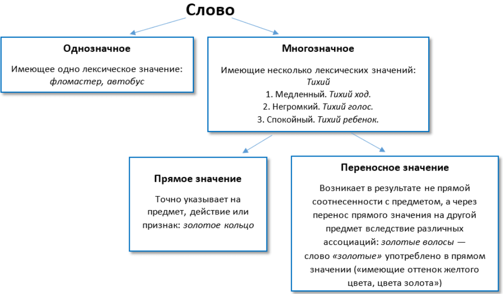 Лексическое значение слова представлен